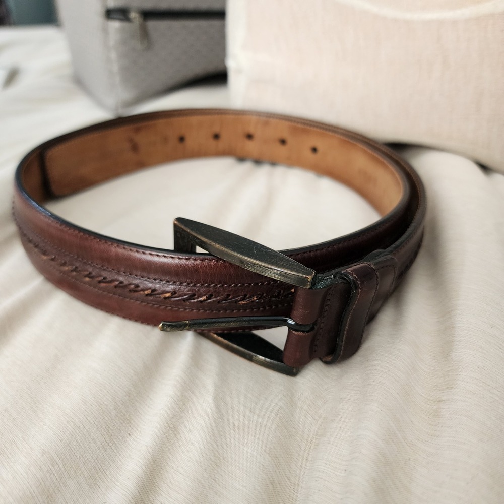 Mezlan Dress Belt Mens 34 Brown Good Braided Leather Made in Spain 4949 Western